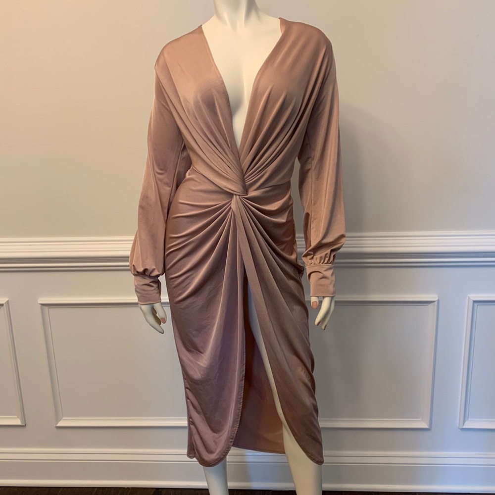 Boohoo Plunged Front Twist Dress